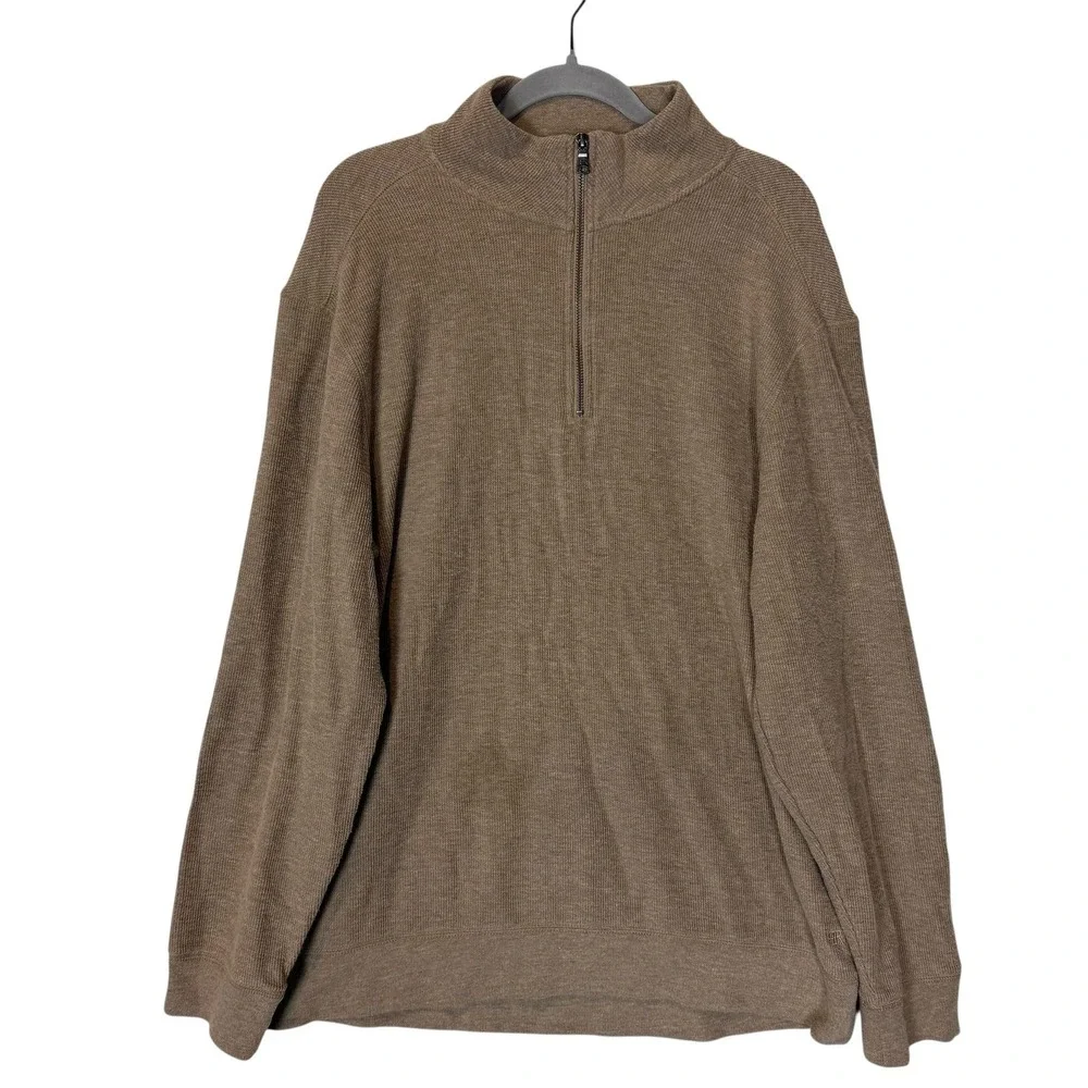 Banana Republic Sweater Mens XL Brown 1/4 Zip Mock Neck Knit‎ Pullover Soft